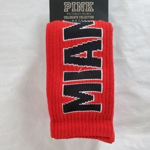 💕NWT PINK Victoria's Secret University of Miami redhawks 2-pack socks red white